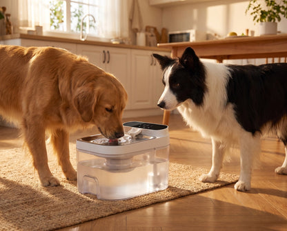 Two dogs sharing